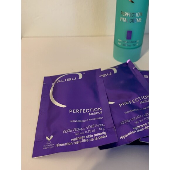 Malibu C Perfection Vital Creme 1.69Oz NEW + 4 Perfection Masque Facial Care - Picture 3 of 7